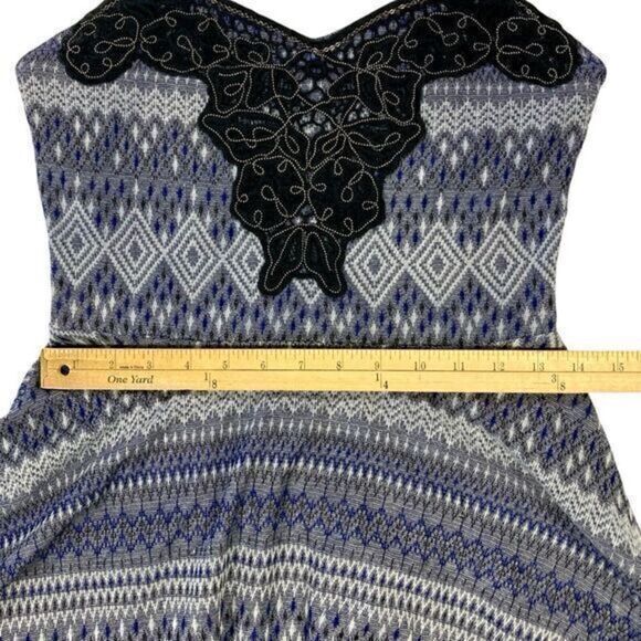 Free People Strapless Mini Dress Women Medium Blue Black Embellished Fairy Goth - Picture 12 of 16